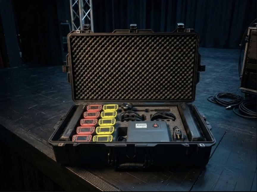 Flight case avec boîtiers ceintures Riedel Bolero